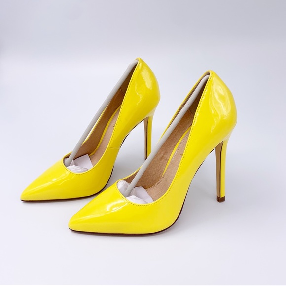 Liliana Shoes - Women Yellow patent Pointy Toe Stiletto High Heel